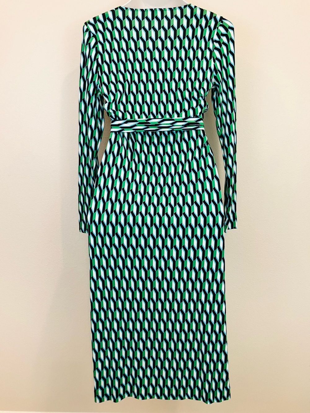 DVF x Target Long Sleeve Midi Wrap Geo Print Dress Sz M - Picture 5 of 9